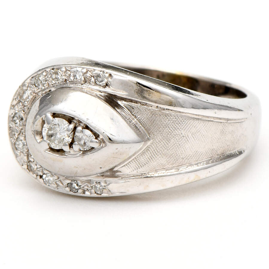 14KW Vintage Diamond(0.23) Textured Buckle Ring-1