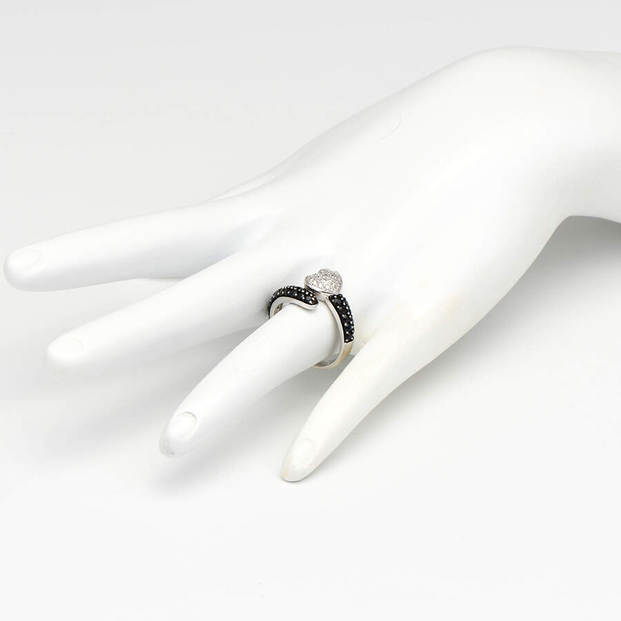 14KW Black Sapphire(1.68) & Pave Diamond Heart Ring-5