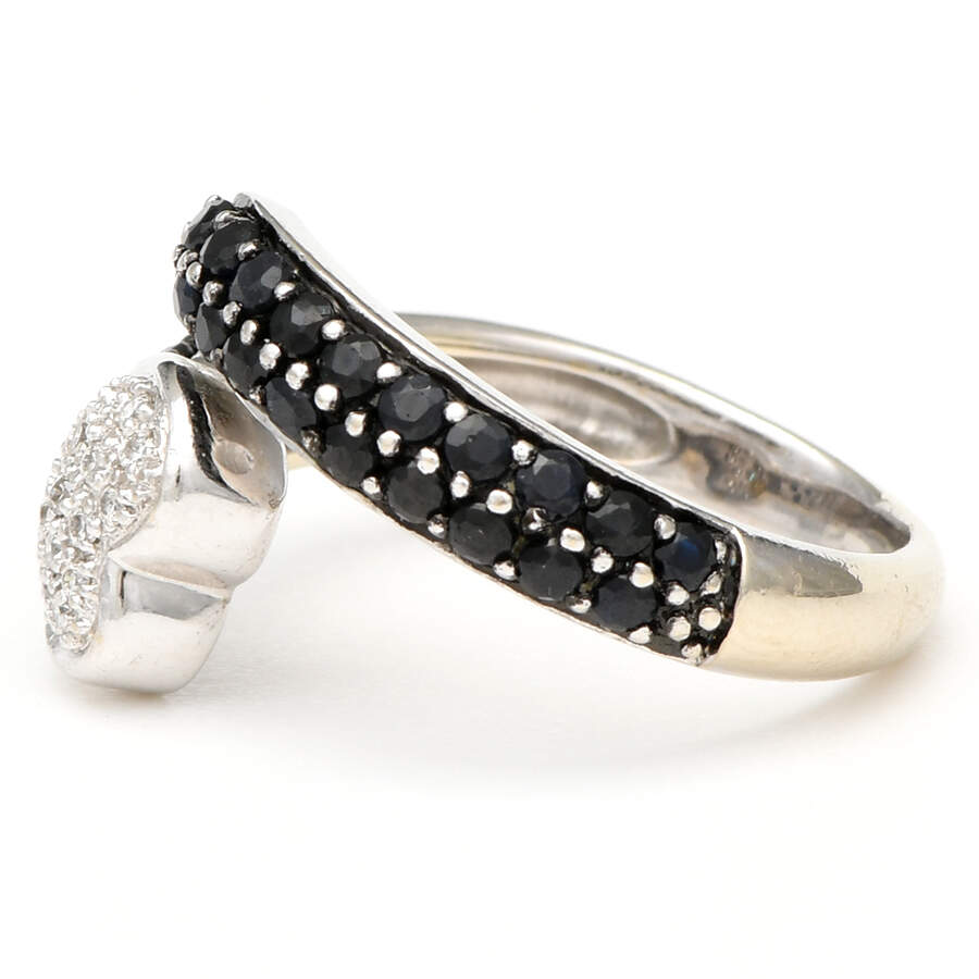 14KW Black Sapphire(1.68) & Pave Diamond Heart Ring-3