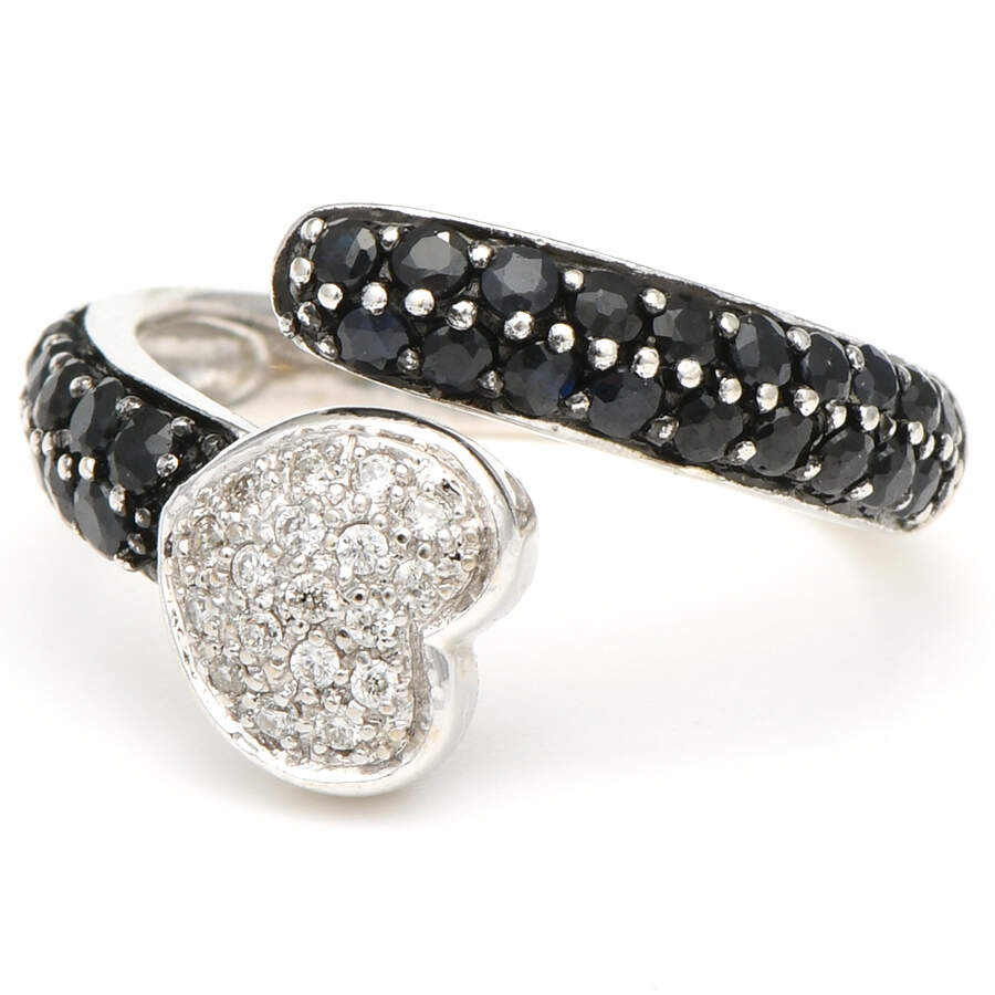 14KW Black Sapphire(1.68) & Pave Diamond Heart Ring-1
