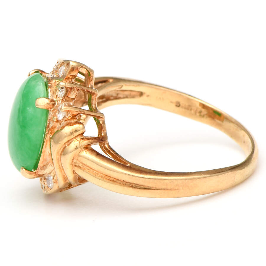 14KY Jadeite Jade (2.87) & Diamond (0.15) Ring-3