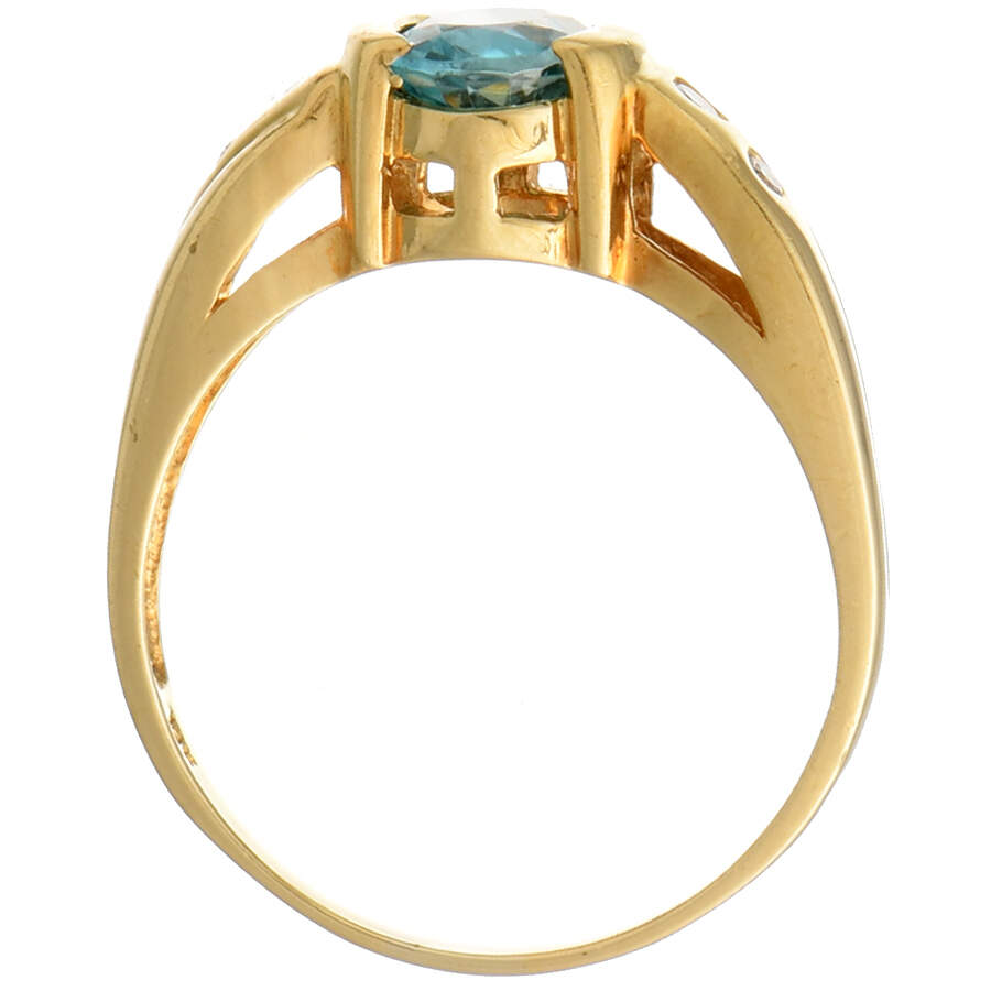 18KY Blue Zircon (1.40) & Diamond (0.08) Ring-4