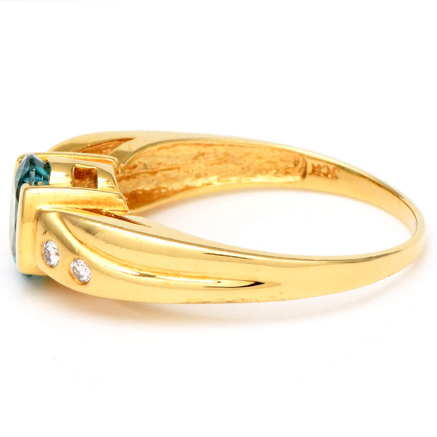 18KY Blue Zircon (1.40) & Diamond (0.08) Ring-3