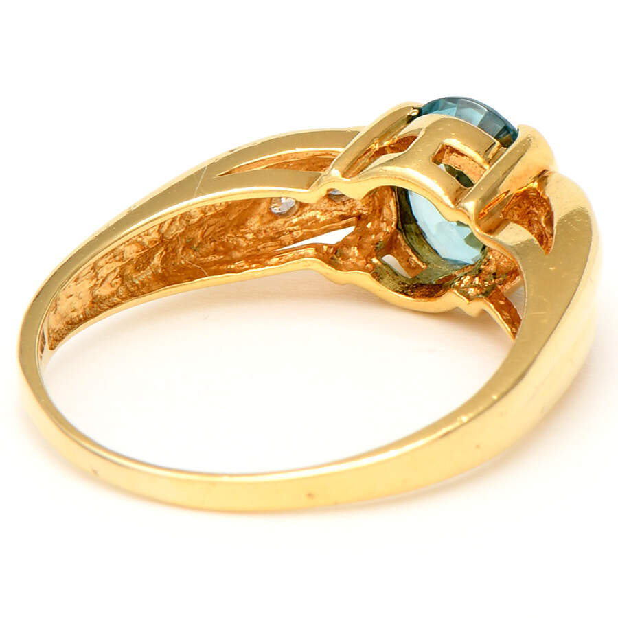 18KY Blue Zircon (1.40) & Diamond (0.08) Ring-2