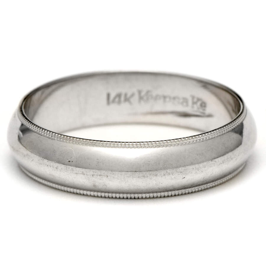 14KW Milgrain Edged Wedding Band Ring-1