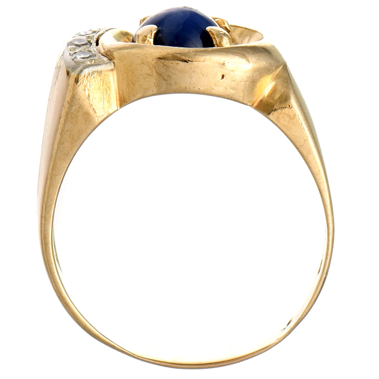 14KY Synthetic Star Sapphire & Diamond Ring-4
