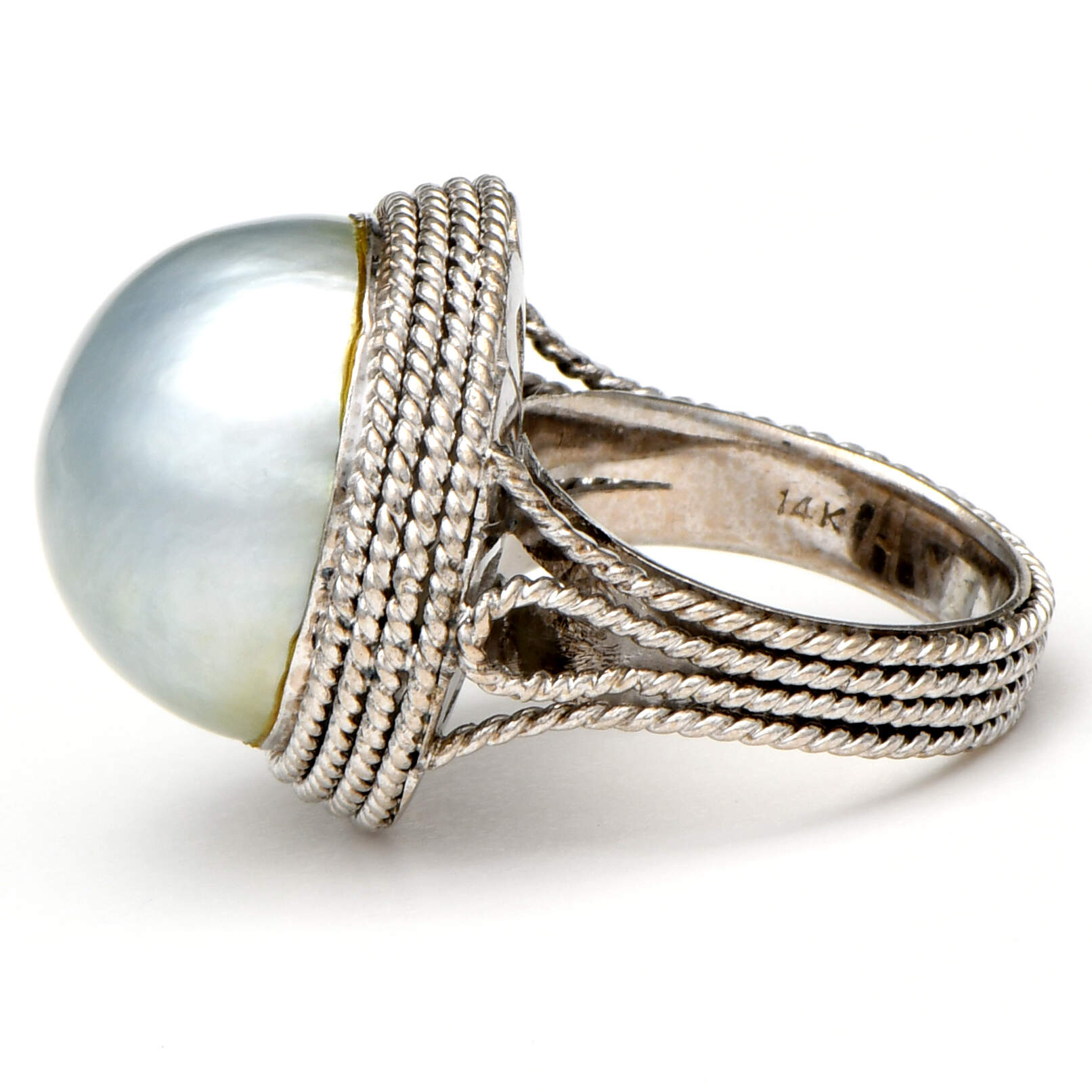 14KW Bold Gray Mabe Pearl (18.8MM) Ring-3