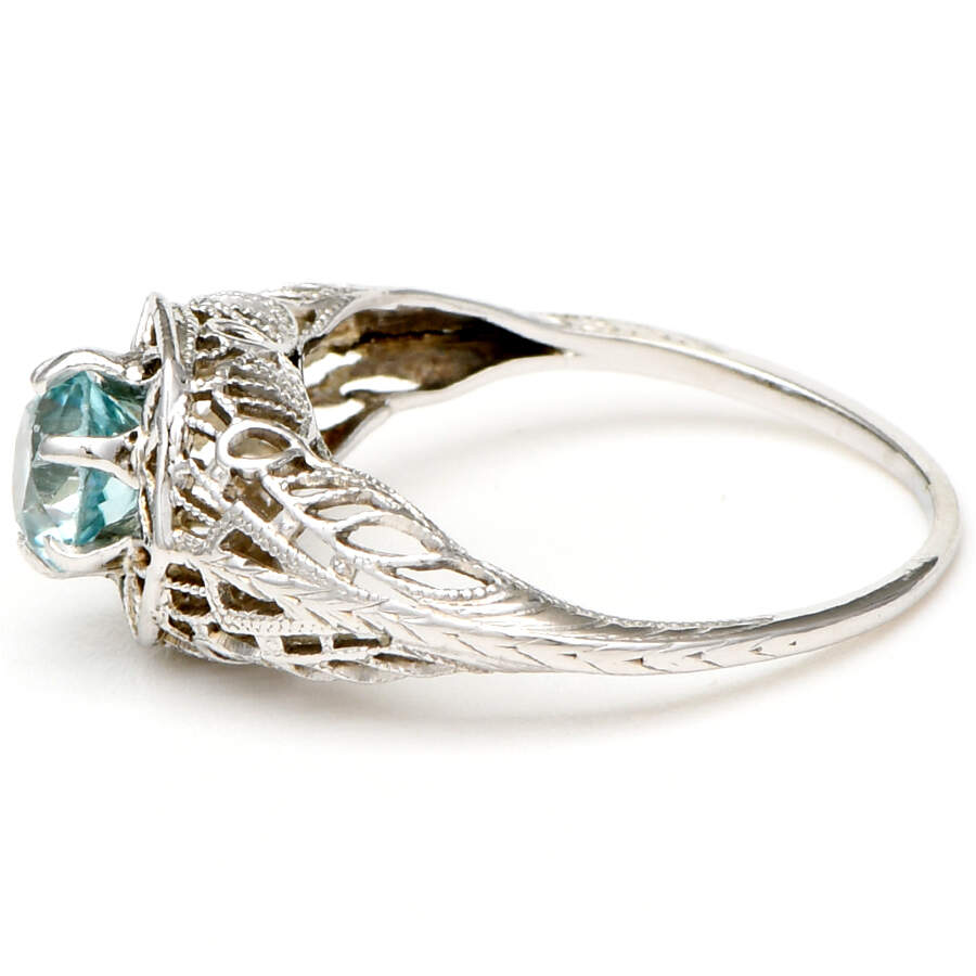 14KW Blue Zircon(1.98) Filigree Ring-3