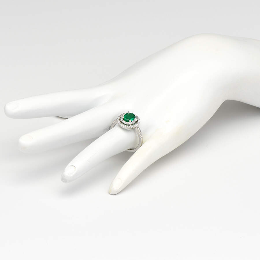 14KW Emerald(1.17) & Diamond(0.34) Double Halo Ring-5