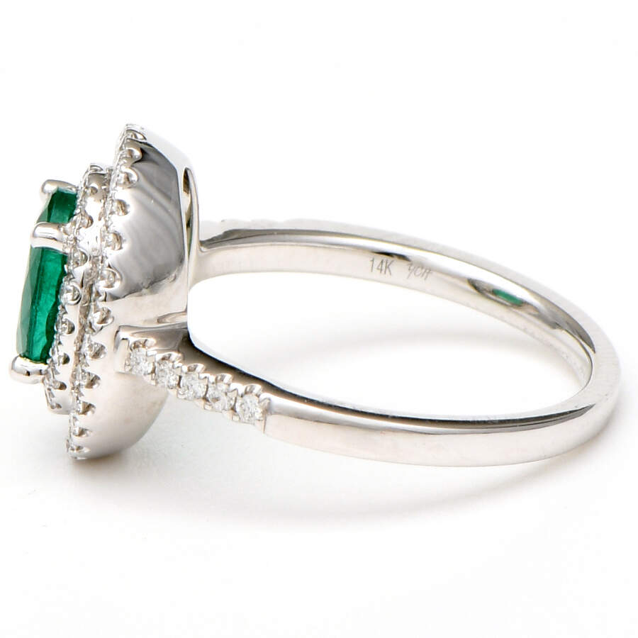 14KW Emerald(1.17) & Diamond(0.34) Double Halo Ring-3
