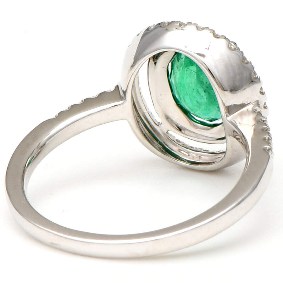 14KW Emerald(1.17) & Diamond(0.34) Double Halo Ring-2