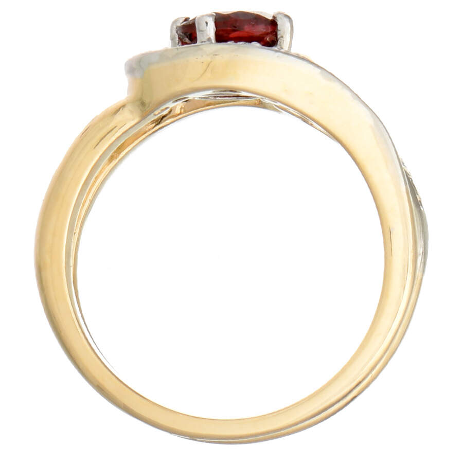 14KYW Garnet(1.0) & Diamond (0.12) Bypass Ring-4