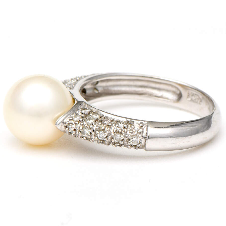 14KW Akoya Pearl & Diamond (0.20) Pave Ring-3
