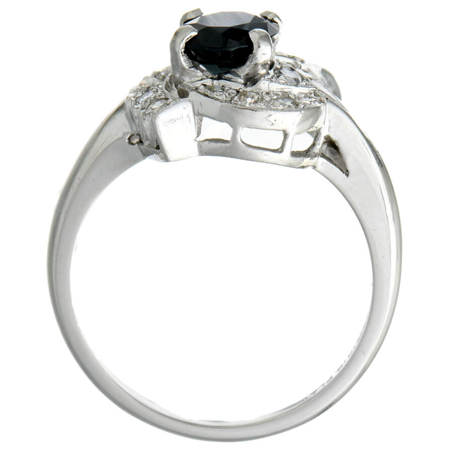 Platinum Vintage Sapphire(1.28) & Diamond(0.18) Ring-4