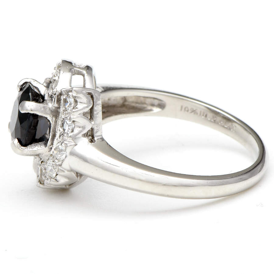 Platinum Vintage Sapphire(1.28) & Diamond(0.18) Ring-3