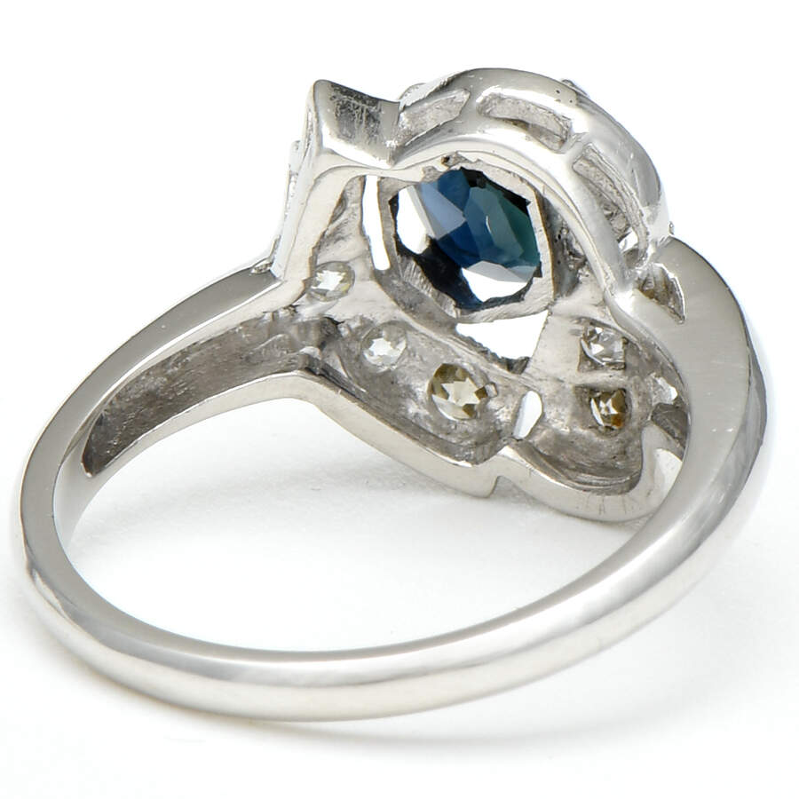 Platinum Vintage Sapphire(1.28) & Diamond(0.18) Ring-2