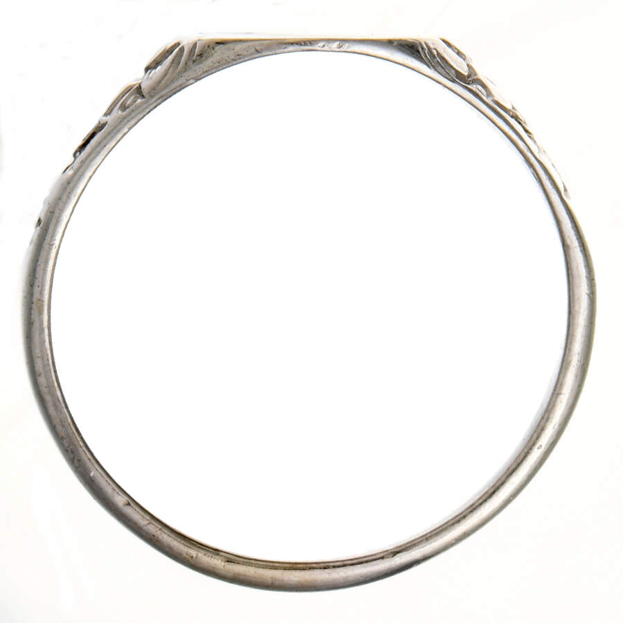 14KW Art Deco Foliate Signet Band Ring-4