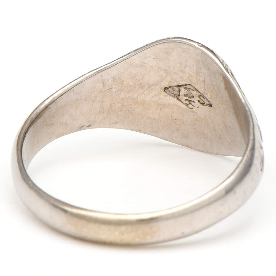14KW Art Deco Foliate Signet Band Ring-2