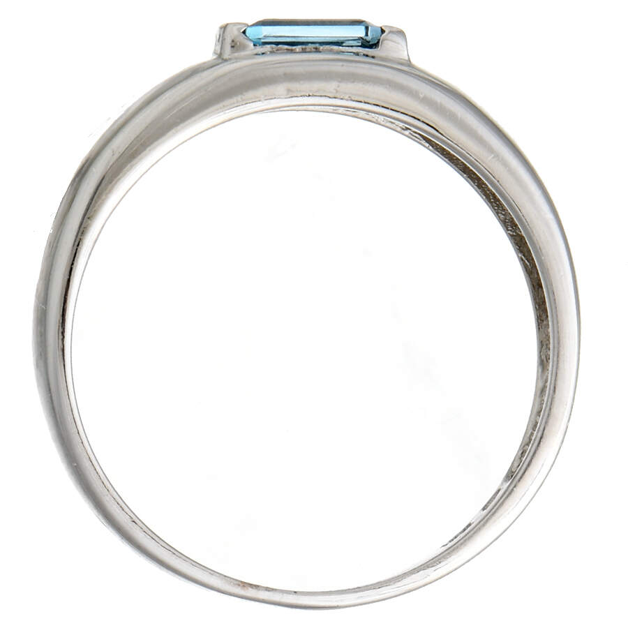 10KW London Blue Topaz (0.30) East-West Band Ring-4