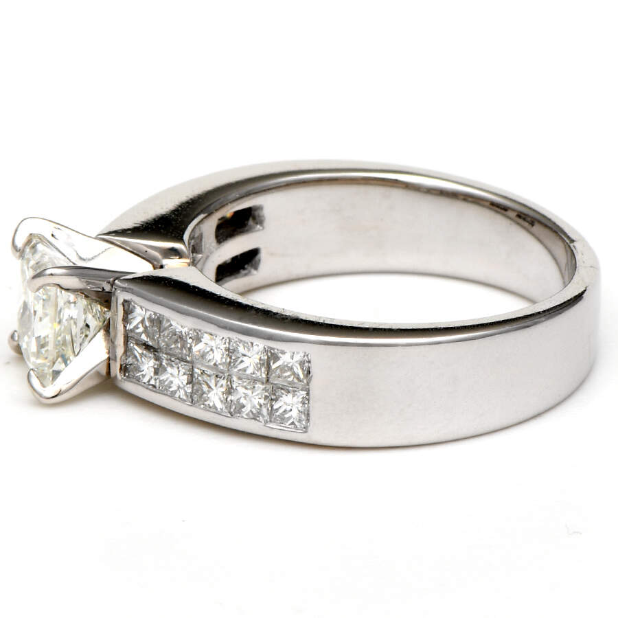 18KW Princess Cut Diamond (1.02) Engagement Ring-3