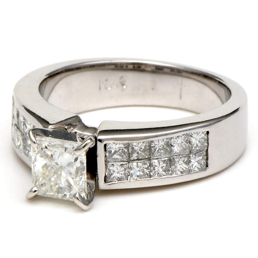 18KW Princess Cut Diamond (1.02) Engagement Ring-1