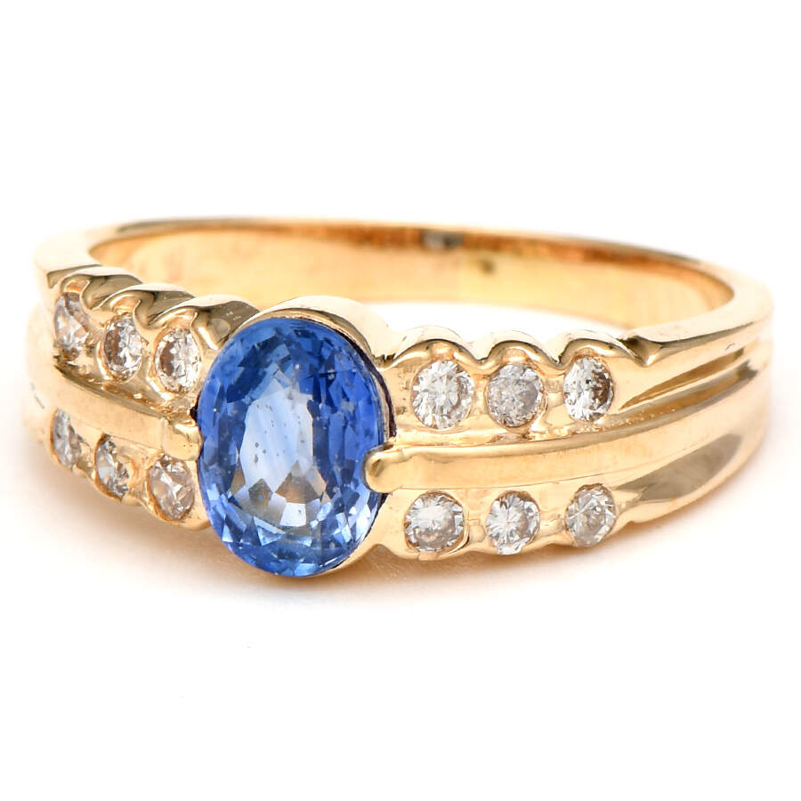 14KY Sapphire(0.96) & Diamond(0.30) Ring-1