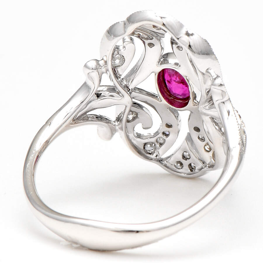 14KW Ruby(0.28) & Diamond(0.19) Filgree Ring-2