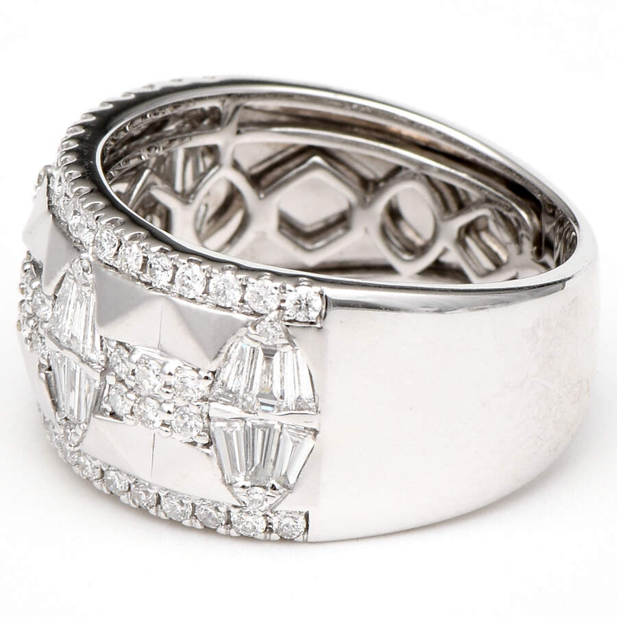 14KW Diamond (1.18) Geometric Wide Band Ring-3
