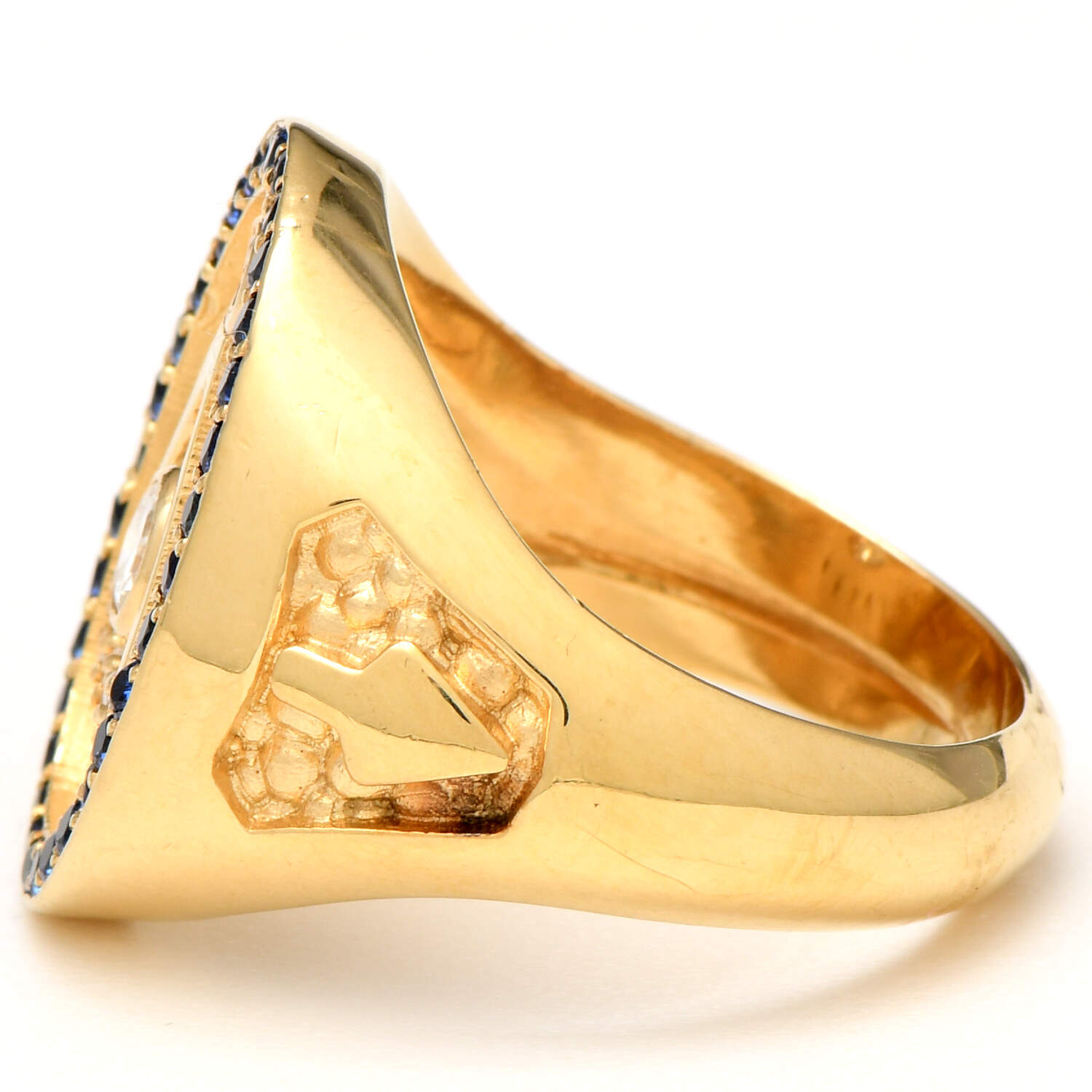 14KY Master Mason Masonic Diamond (0.30) & Sapphire (0.99) Ring-3