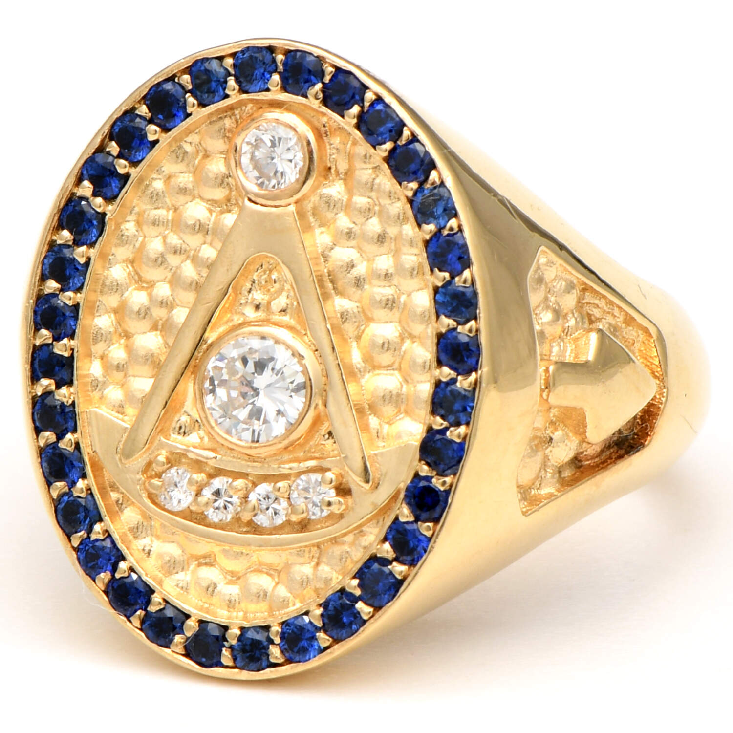 14KY Master Mason Masonic Diamond (0.30) & Sapphire (0.99) Ring-1