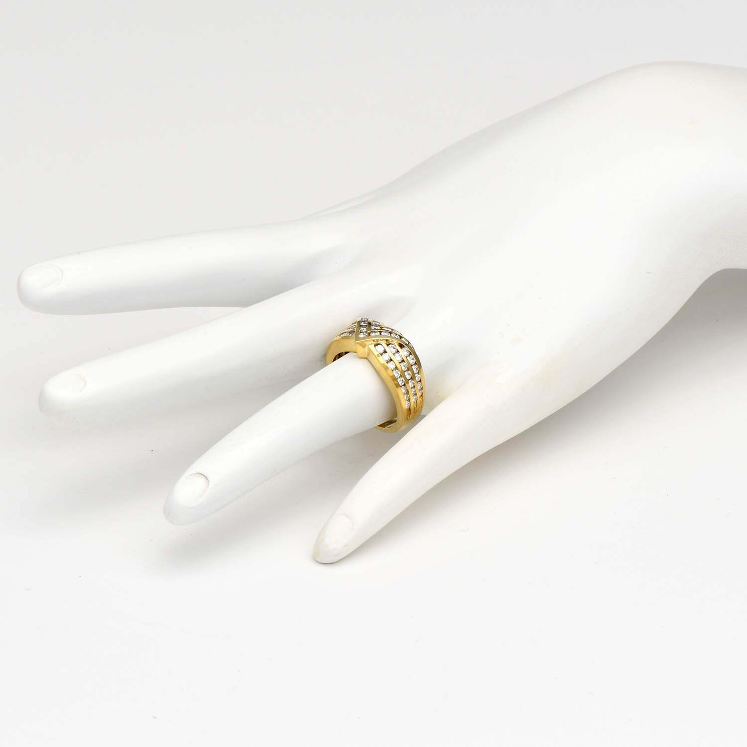 14KY Diamond(1.15) Channel "V" Band Ring-5
