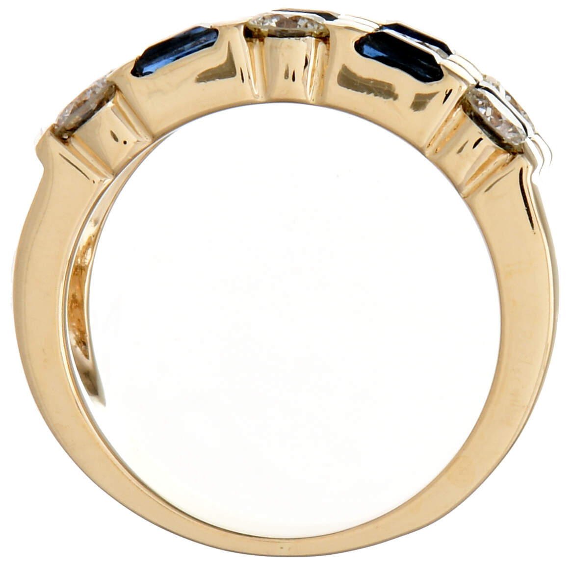 14KY Diamond(1.28) & Sapphire(0.70) Checkerboard Band Ring-4