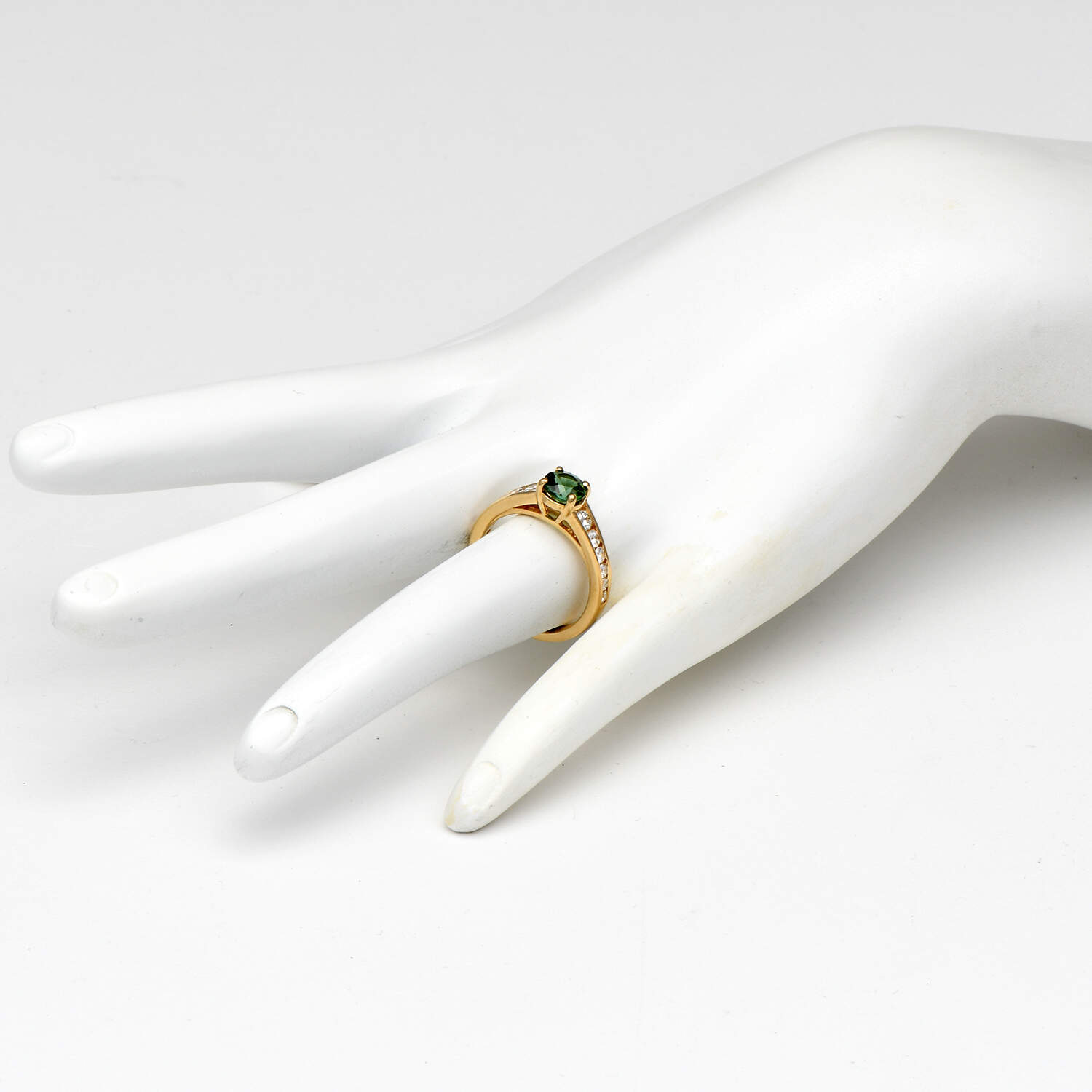 14KY Green Tourmaline (0.84) & Diamond (0.54) Channel  Ring-5