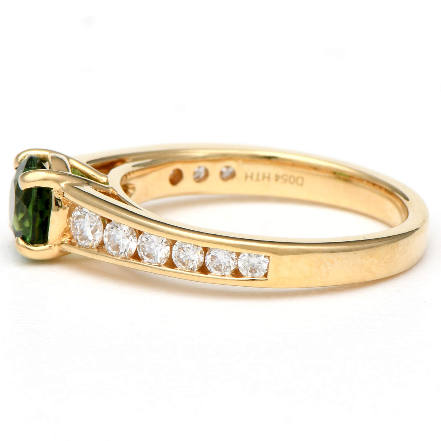 14KY Green Tourmaline (0.84) & Diamond (0.54) Channel  Ring-3