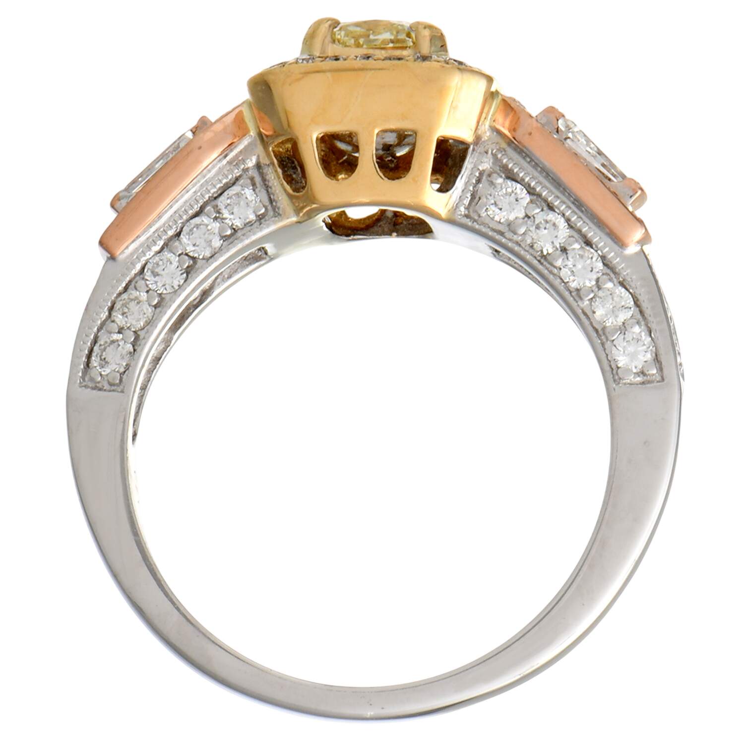 18KWYR Light Yellow & White Diamond(1.03) Bridal Ring-5