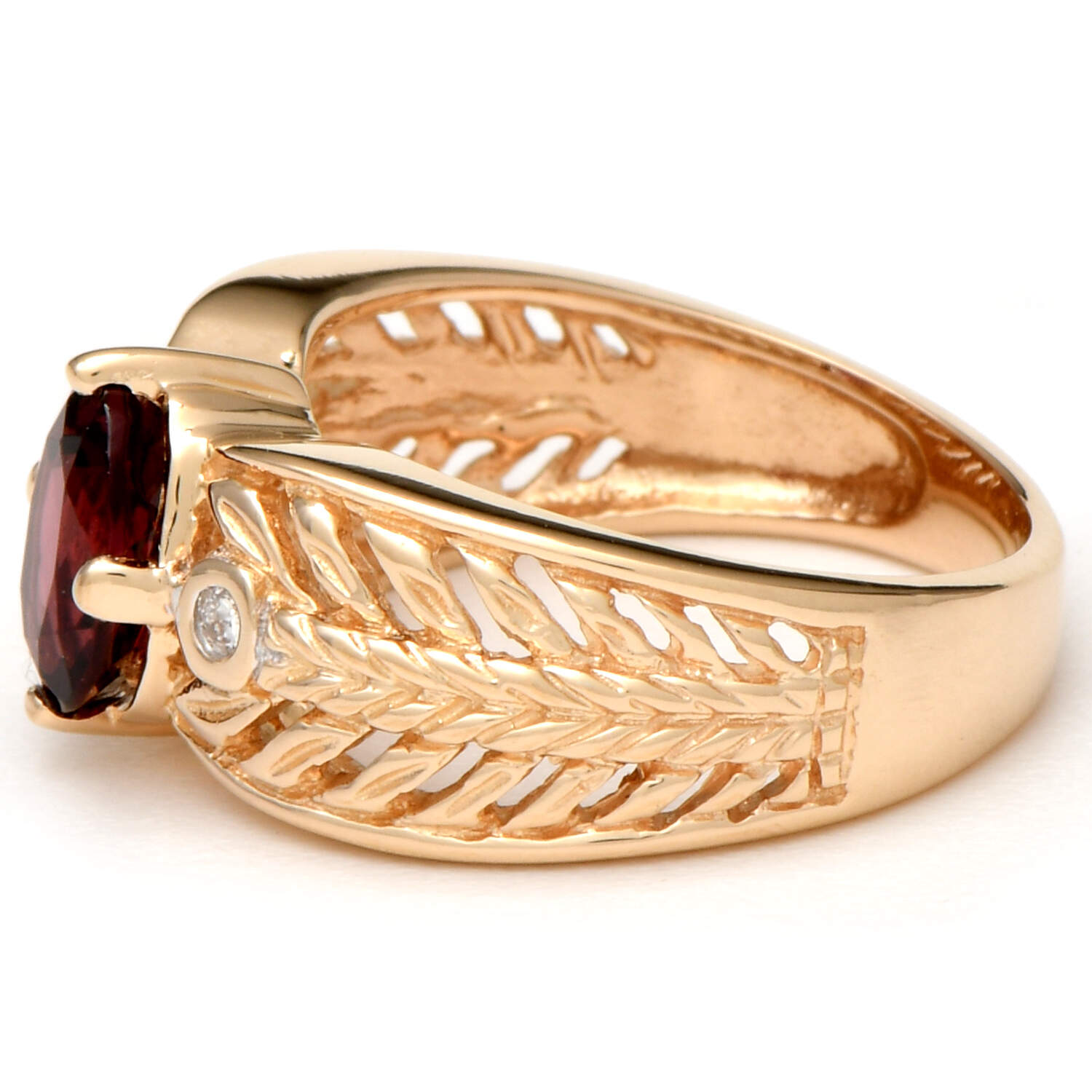 14KY Rhodolite Garnet(1.40) & Diamond(0.02) Accent Ring-3