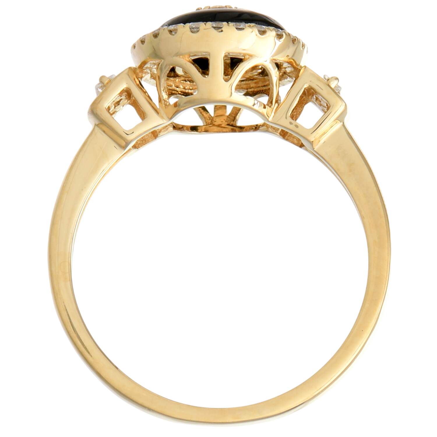 18KY Diamond(0.28) & Onyx Halo Ring-5