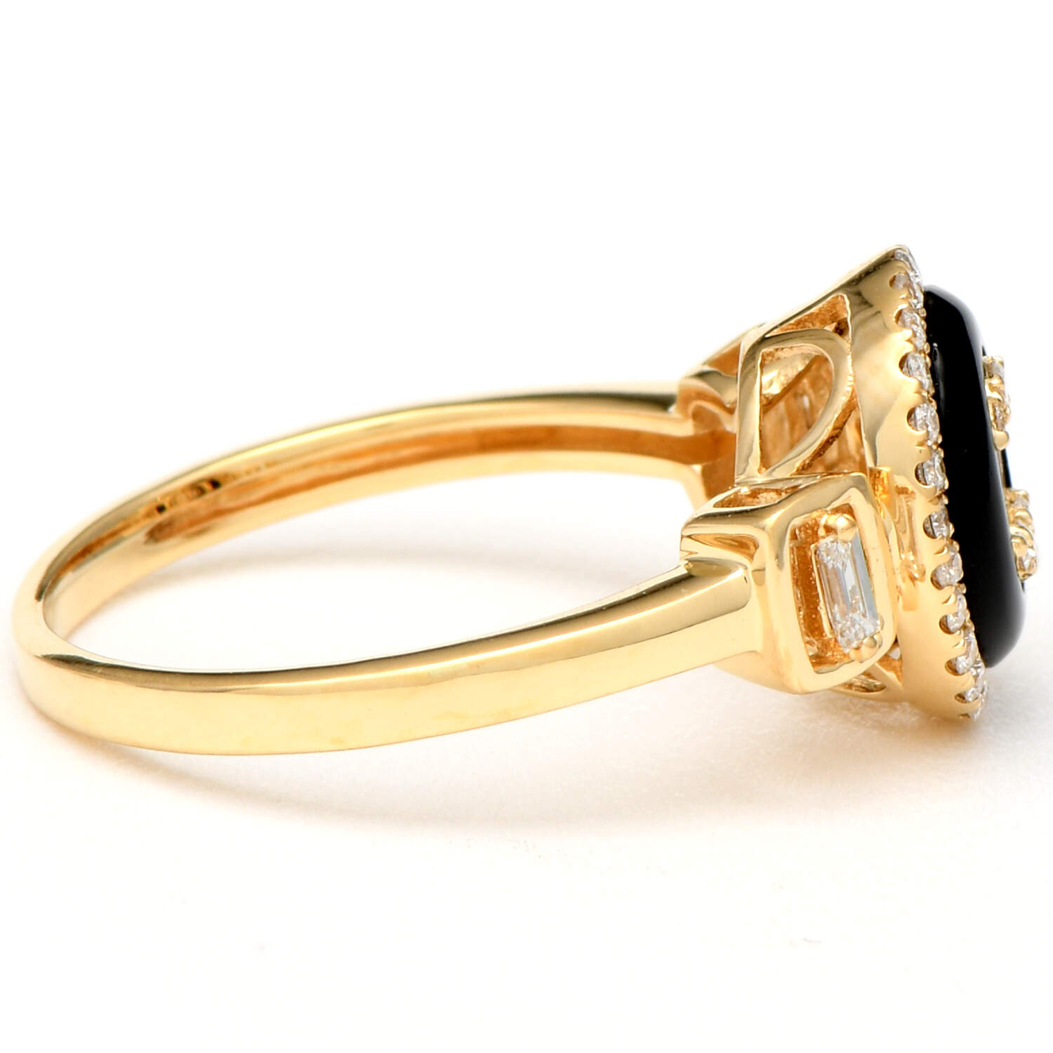 18KY Diamond(0.28) & Onyx Halo Ring-4