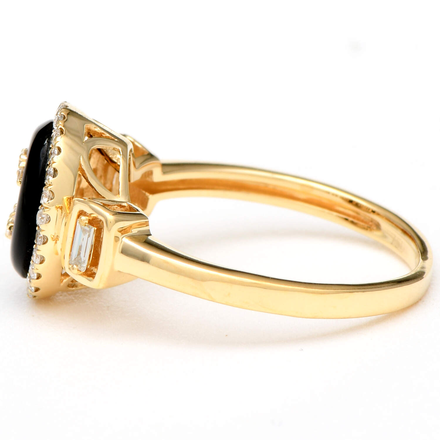 18KY Diamond(0.28) & Onyx Halo Ring-3
