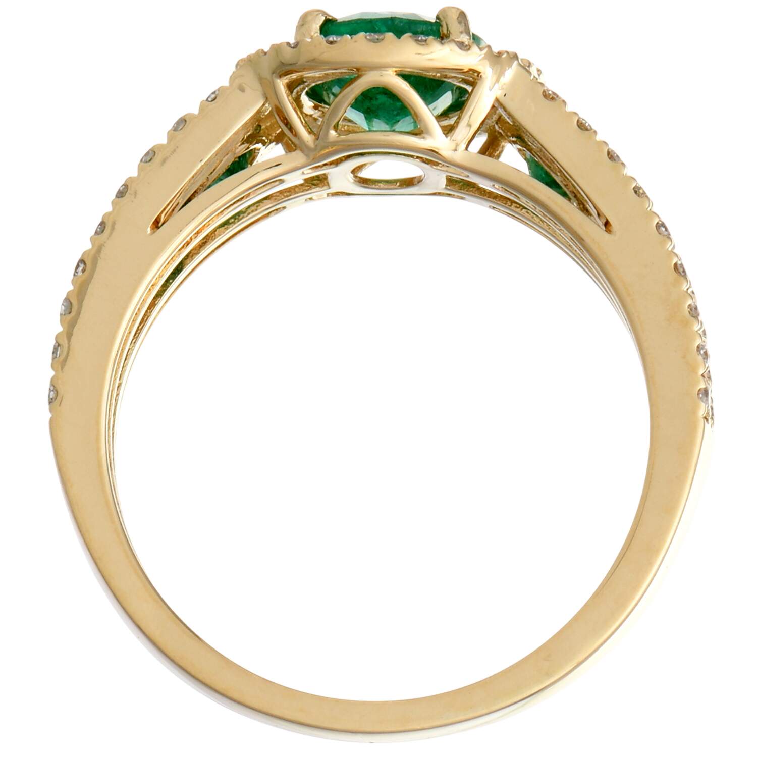 14KY Emerald(1.51) & Diamond(0.15) Band Ring-5