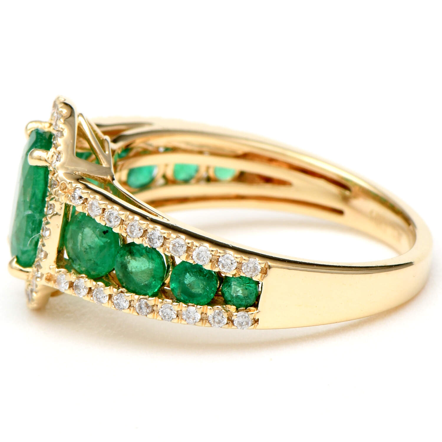 14KY Emerald(1.51) & Diamond(0.15) Band Ring-3