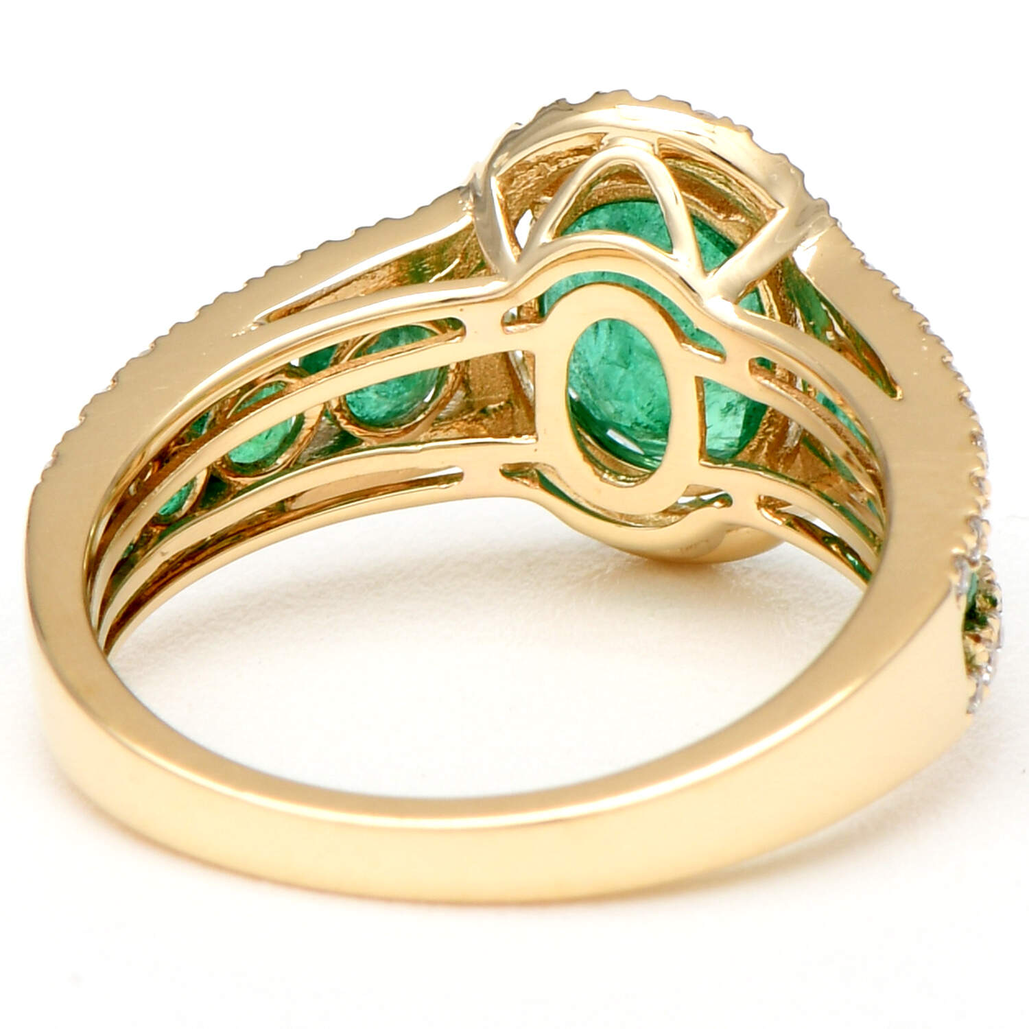 14KY Emerald(1.51) & Diamond(0.15) Band Ring-2