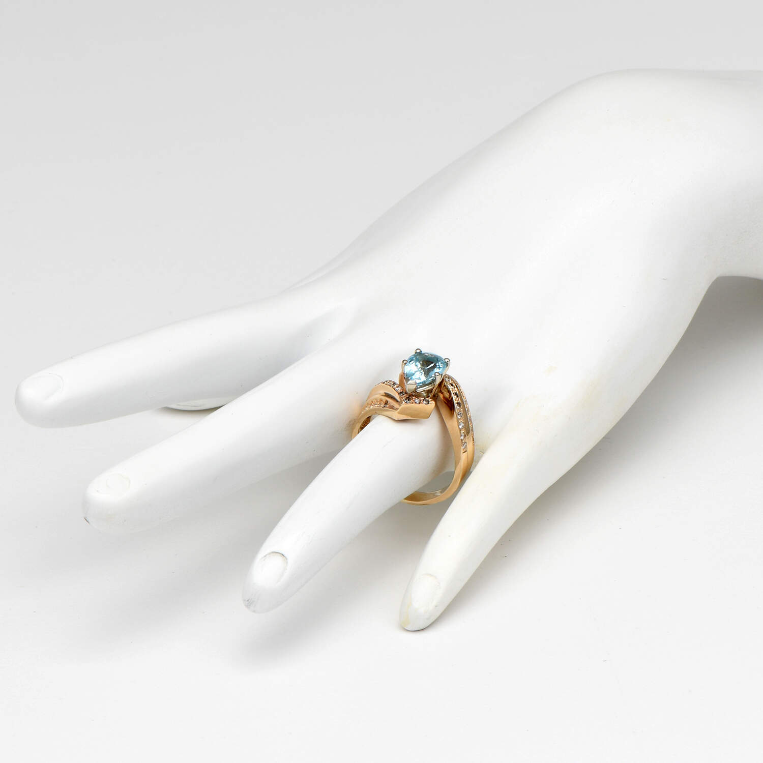 14KY Aquamarine(2.60) & Diamond(0.45) Statement Ring-6