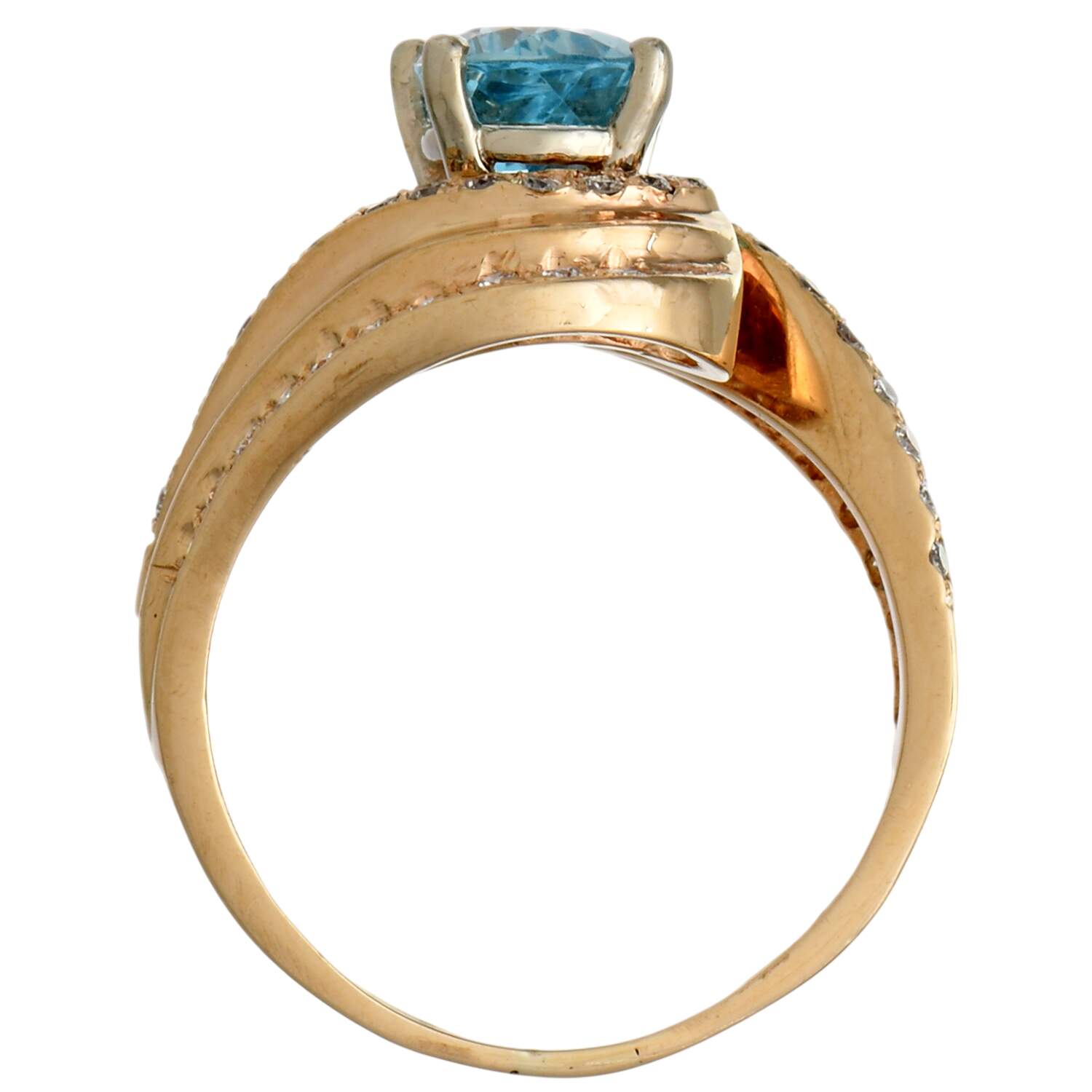 14KY Aquamarine(2.60) & Diamond(0.45) Statement Ring-5