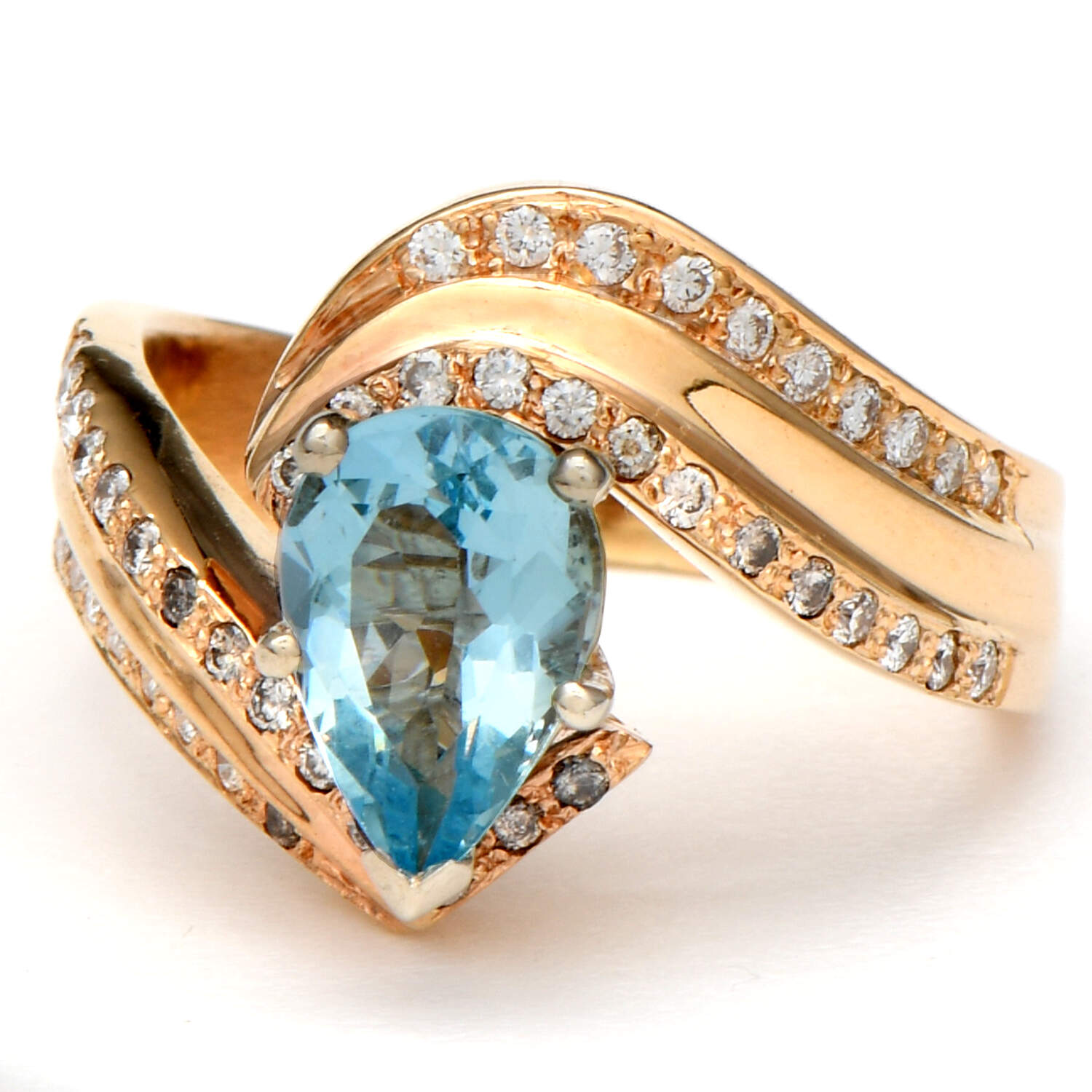 14KY Aquamarine(2.60) & Diamond(0.45) Statement Ring-1