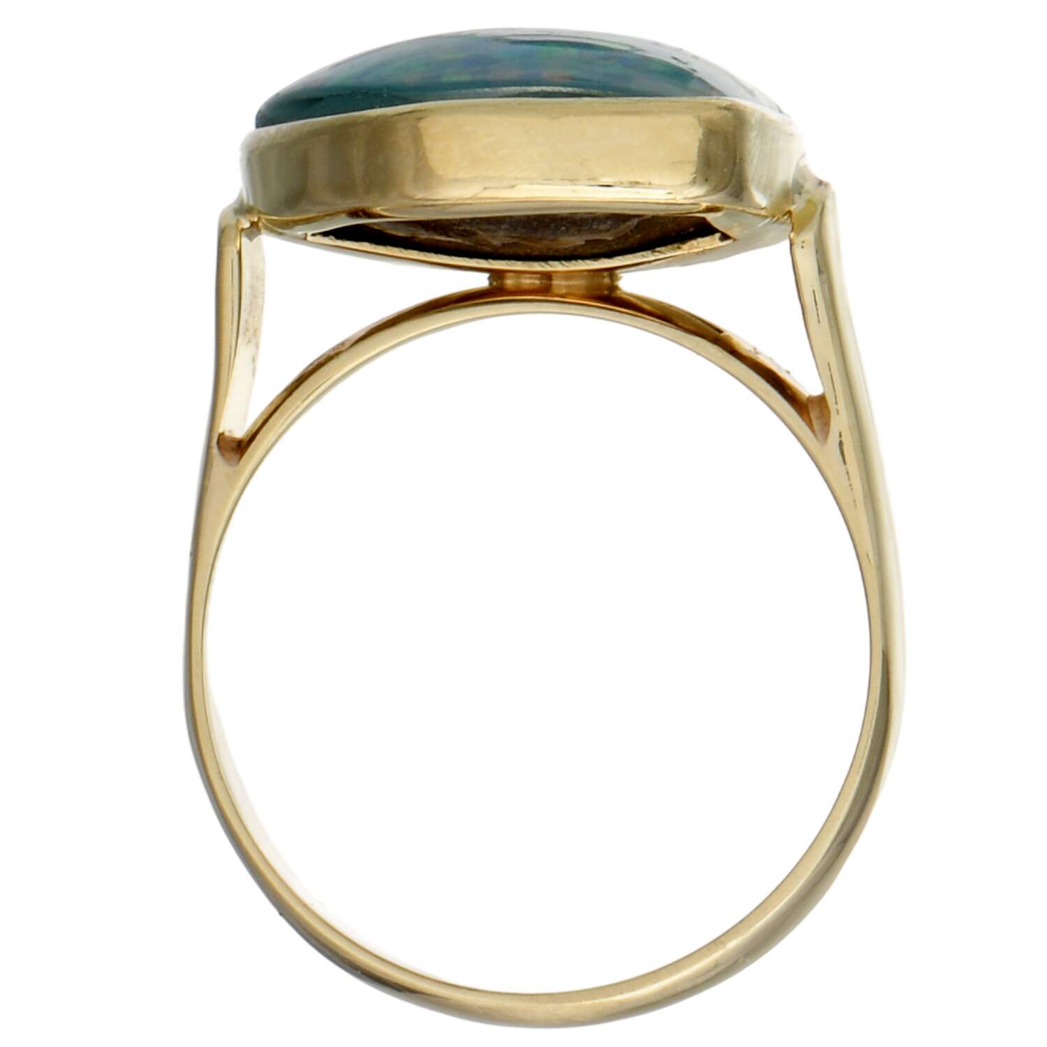 18KY Custom Boulder Opal Doublet Ring-6
