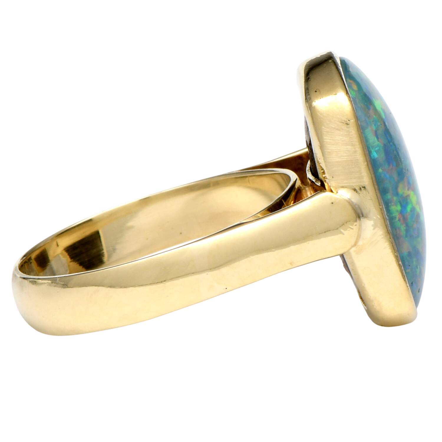 18KY Custom Boulder Opal Doublet Ring-5
