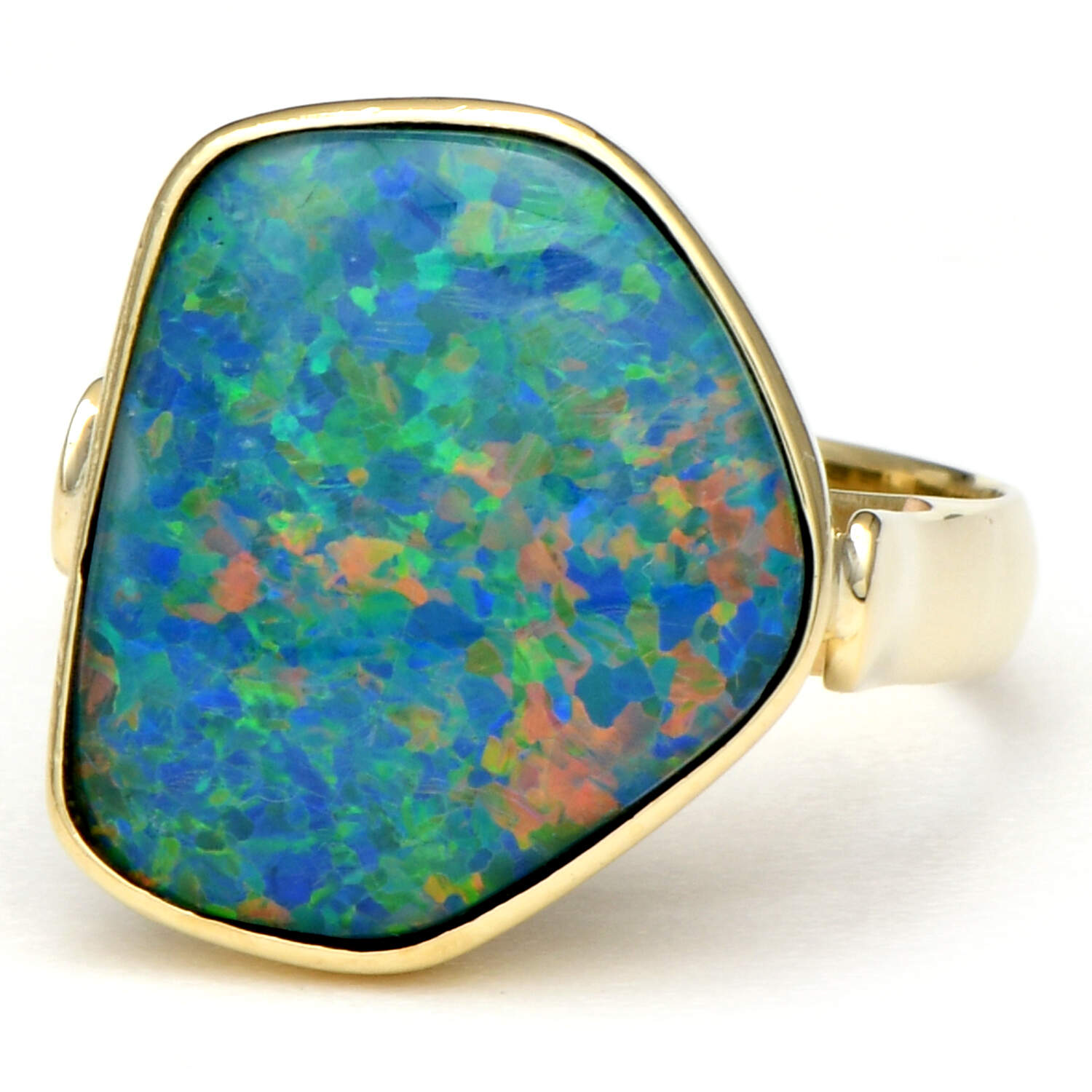 18KY Custom Boulder Opal Doublet Ring-1