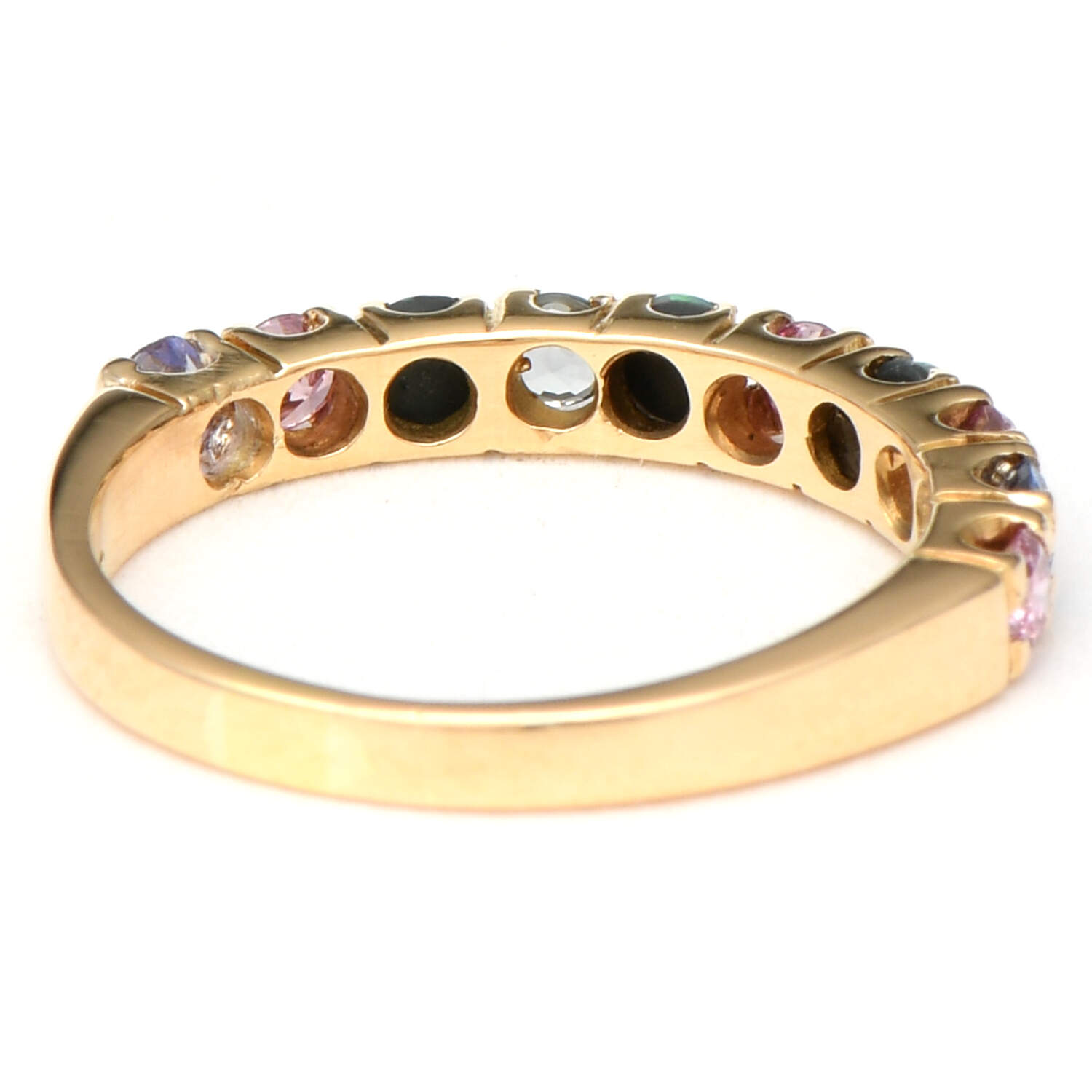 18KY Sapphire (0.63) & Black Opal Band Ring-2