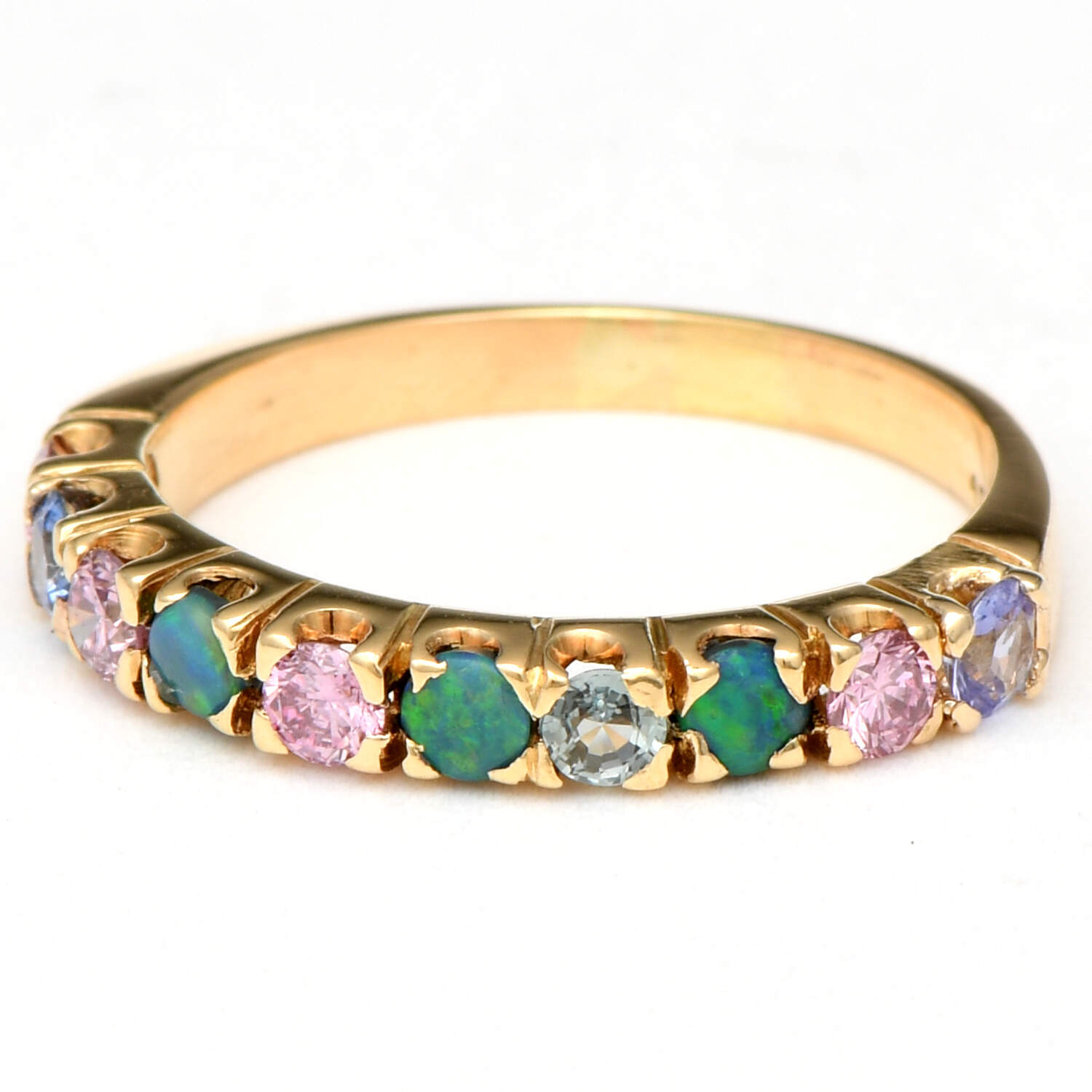 18KY Sapphire (0.63) & Black Opal Band Ring-1